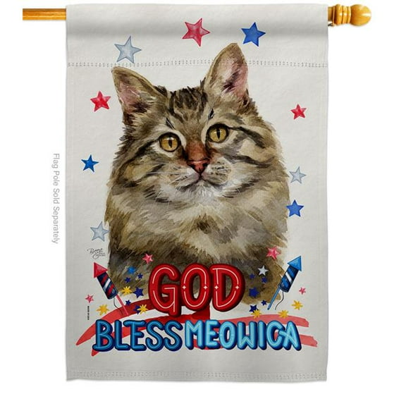 Breeze Decor H120183-BO Patriotic Siberian Animals Cat 28 x 40 in. Double-Sided Decorative Vertical House Flag for Decoration Banner Garden Yard Gift