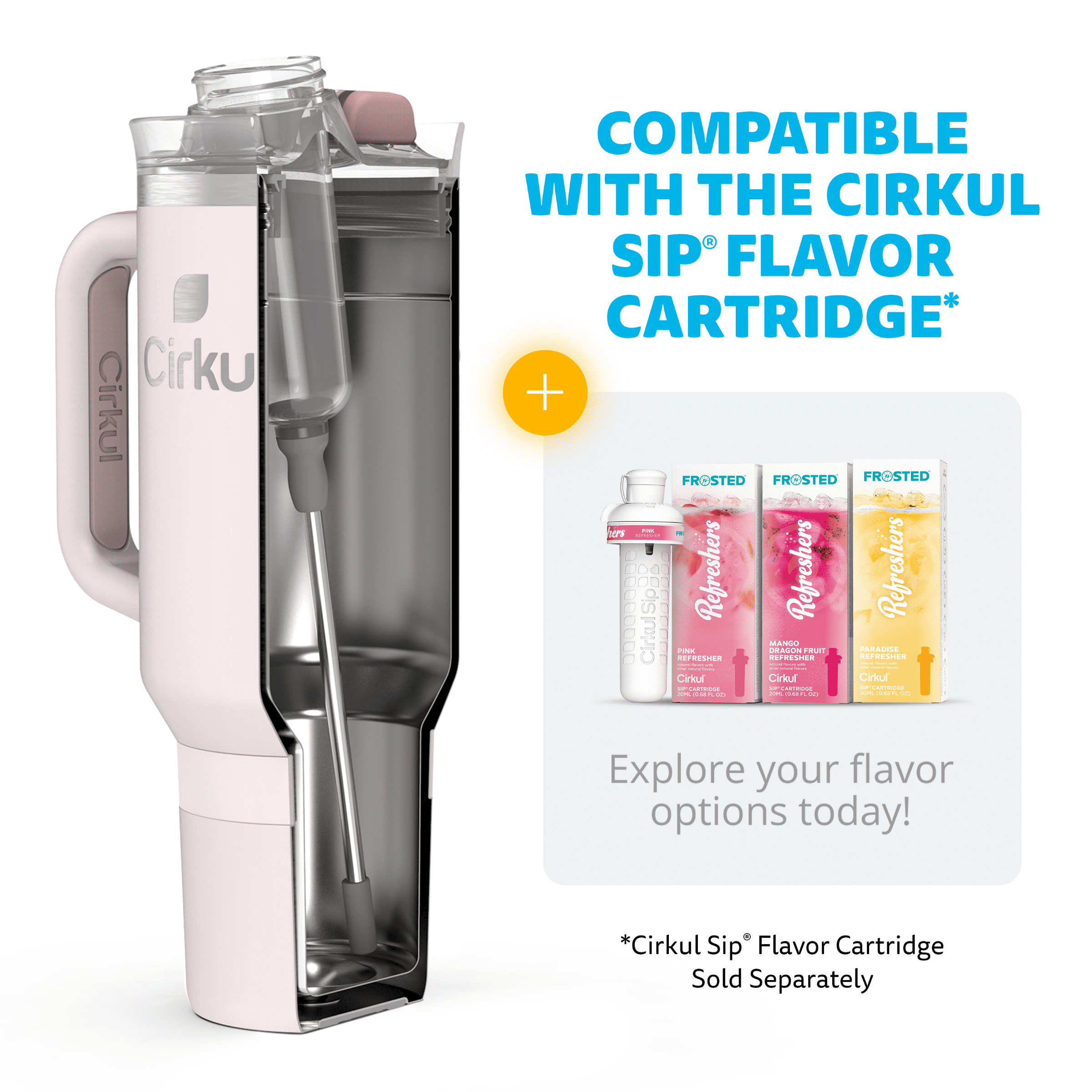 Cirkul 40oz All-Day StrawSip™ Tumbler, Cherry Blossom (Light Pink)., 40oz Cherry Blossom All-Day StrawSip™ Tumbler.