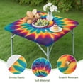 thumbnail image 4 of Colorful Tie Dye Mandala Pattern Square Fitted Tablecloth with Elastic Edge,Square Table Cover,Washable Elastic Table Cover for Home Kitchen Party Decor 34"x34", 4 of 6