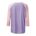 thumbnail image 6 of Htigea Women Raglan Sleeve Baseball T-Shirts Summer Casual 3/4 Sleeves Tops Loose Fit Pullover Tunics Basic Crewneck Blouse Purple,M, 6 of 7