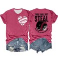 thumbnail image 1 of Blouses pour Femmes Mode Décontractée Baseball Amour Imprimé Double Face Manches Courtes Col Rond T-Shirt Haut, 1 of 3