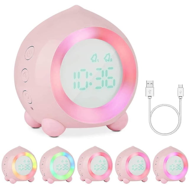 Réveil de Veilleuse pour Enfants, Led Allumer le Réveil des Enfants pour les Filles Garçons Lampe Numérique Réveil Veilleuse Réglable Volume Snooze U