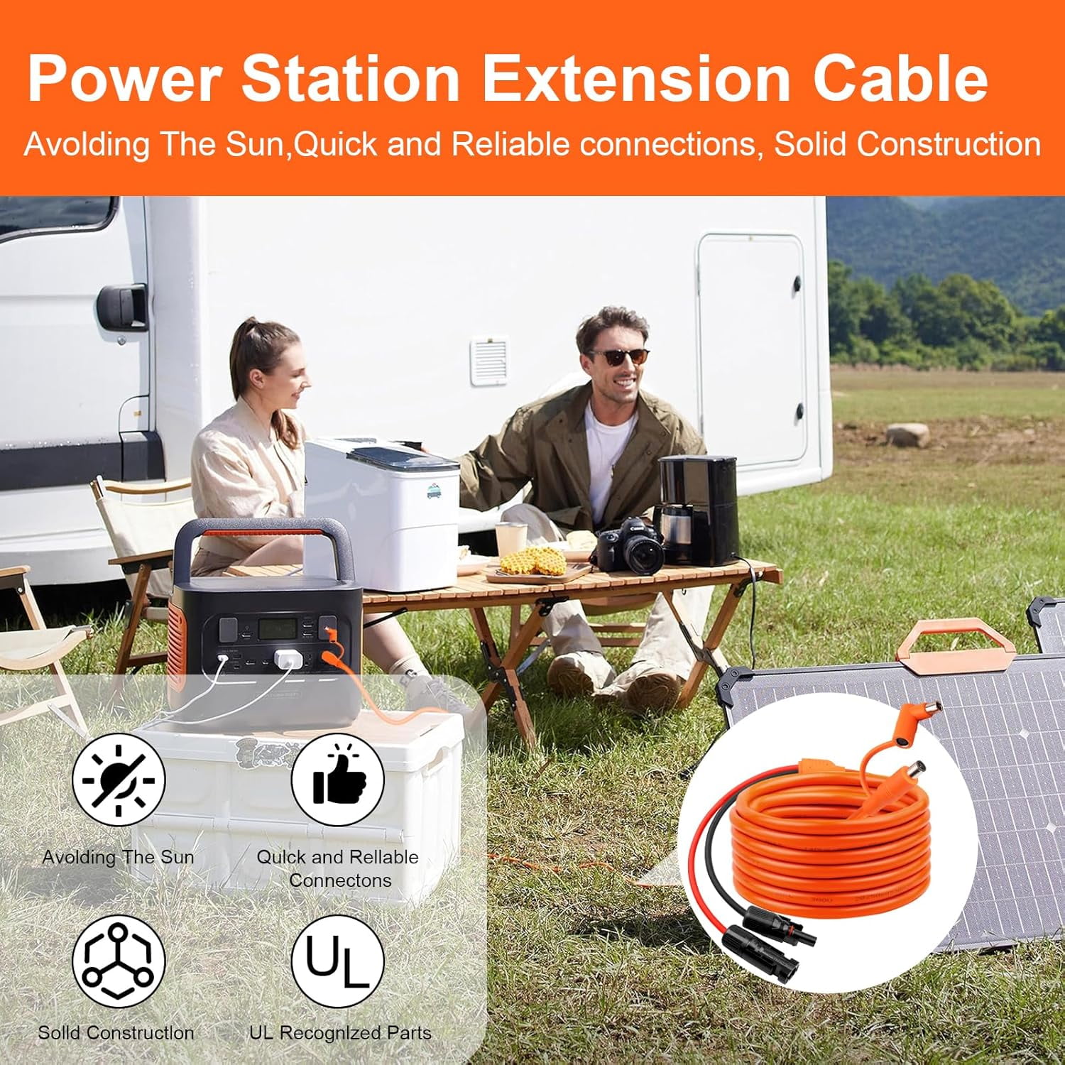 CoolStuff 10FT Solar Panel Connectors to DC 8mm Adapter Cable,12AWG+14AWG Solar Cable Cord with DC8020/7909,Compatible with Jackery, Anker,GZ Yeti,BLUETT Portable Power Statio,Solar Generator