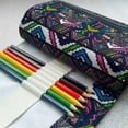 thumbnail image 3 of IEFIEL 24 Hole Ethnic Style Pencil Case Roll Up Canvas Pen Bag Storage Holder Stationary, 3 of 10