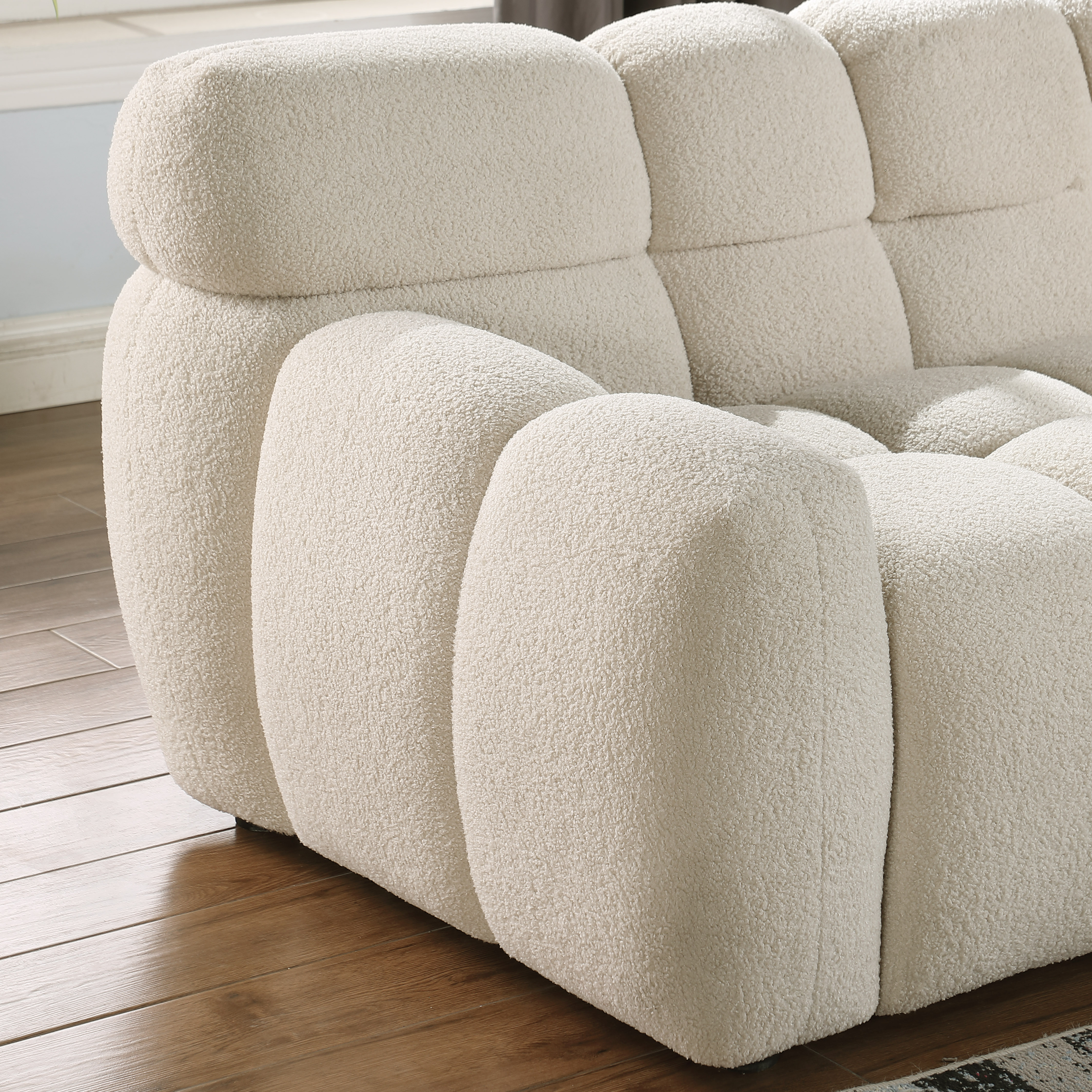 PORKISS Marshmallow Sofa Couch, 87.4" Length 35.83" Depth Boucle Sofas Loveseat, Up to 3 Seaters, Beige