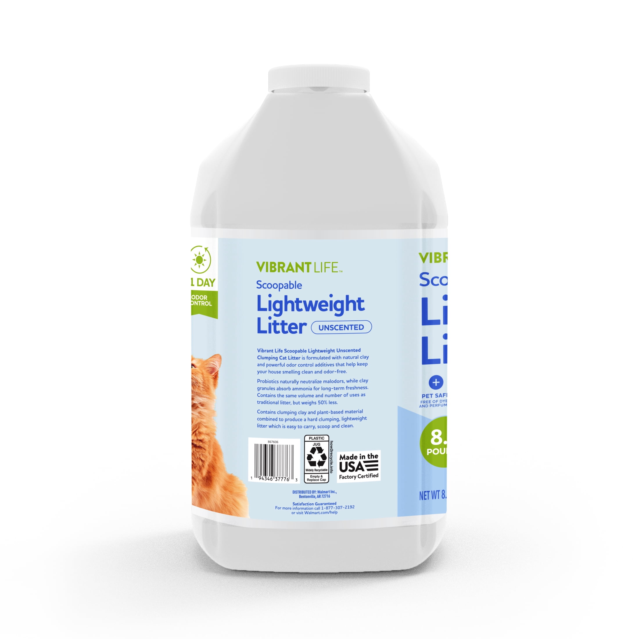 (2 pack) Vibrant Life Lightweight Clumping Cat Litter with Activated Carbon, Unscented, 8.5 lb Jug