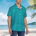 thumbnail image 5 of Daiia Blue Green Glitter Hawaiian Shirt for Men Gentle Cotton Regular Short Sleeve Casual-X-Large, 5 of 9