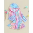 thumbnail image 2 of Kids Toddler Little Girl Swim Cover Up Towel Terry Swimsuit Wraps Zip Up Bathing Suit Robe Pool Beach Coverups Dress, 2 of 7