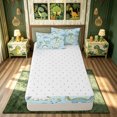 thumbnail image 4 of meiyoeat Cartoon Dino Zipper Comforter Set with Fitted Sheet and 2 Pillowcases for Kids, Tropical Spinosaurus Wildlife Zipper Bedding Set, Sky Blue, Reversible, 3pcs, 4 of 6