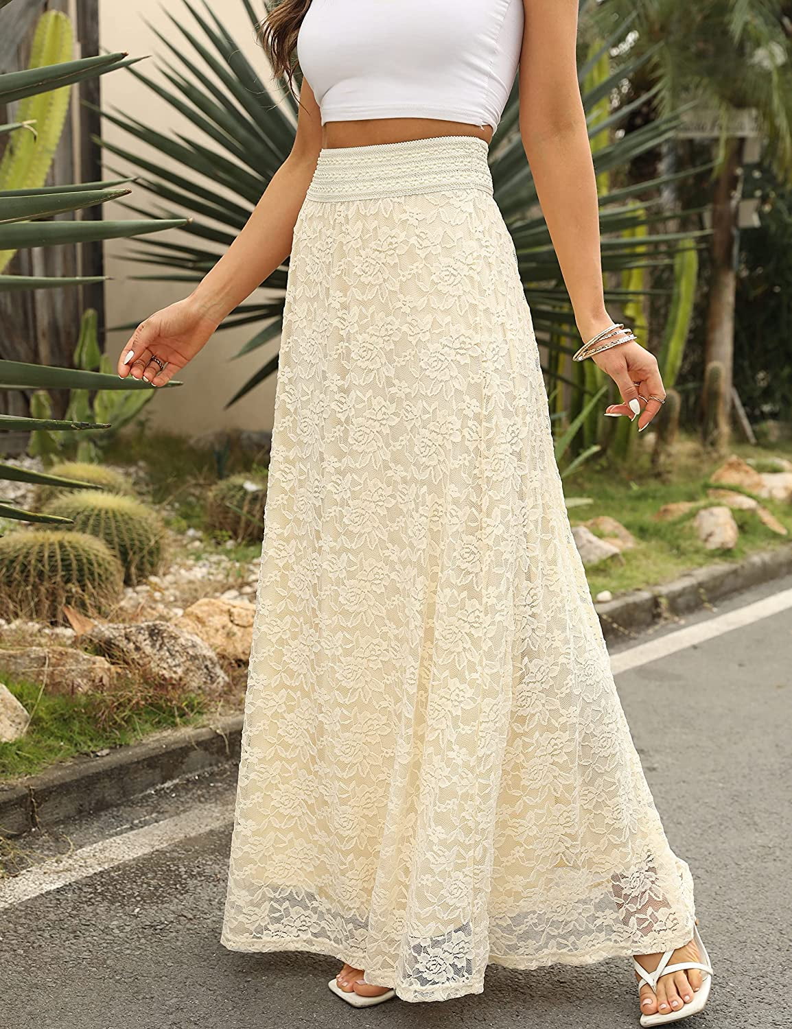Floral Lace Maxi Skirt - Ready-to-Wear 1ABCPW