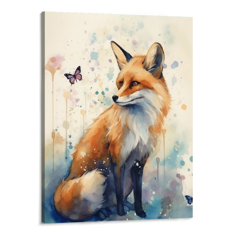 PRATYUS Fox Printable Wall Art Decor,Woodland Fox Animal Nursery Wall Art Prints,Rustic Animal Canvas Wall Art for Bedroom Kitchen Living Room Baby Boy Nursery Decor,16x20 Inch