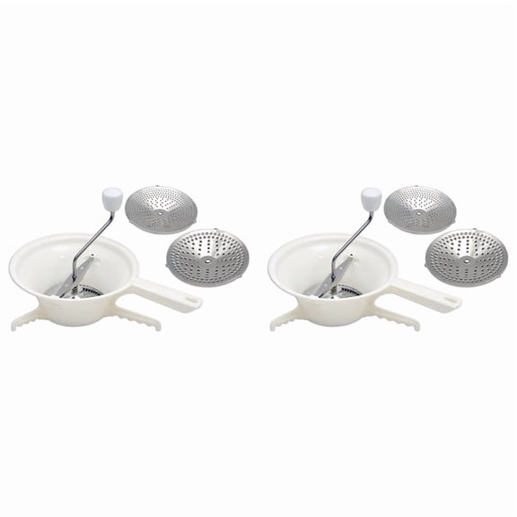 2X Food Mill for Vegetable Cutter with 3 Interchangeable Discs Food Mill Hand Cutter Milling for Tomato Sauce Potatoes