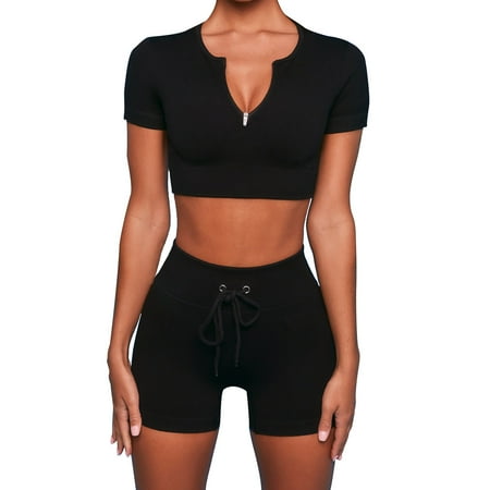 

Women Casual Solid Color Two Piece Hip Lifting Fitness Yoga Suit