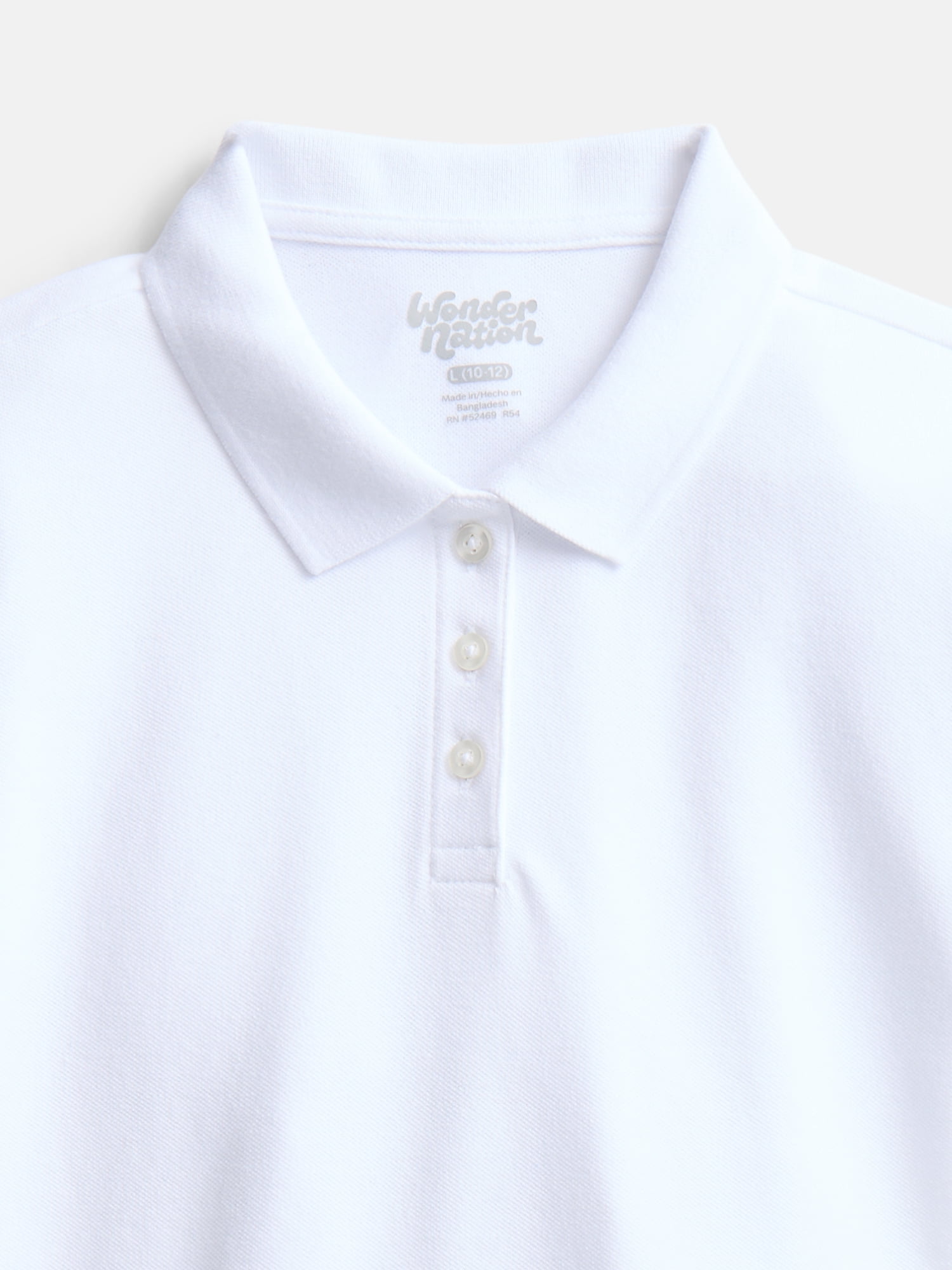 Wonder Nation Girls School Uniform Pique Polo Shirt with Short Sleeves, Size 4-18