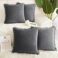 thumbnail image 2 of Unique Bargains Housse de Coussin en Velours avec Pompons pour Canapé-Lit 4 Pcs, 2 of 10