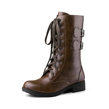 lace up mid calf flat boots