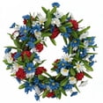 thumbnail image 2 of Miwamany Patriotic Wreath for Front Door 4th of July Wreath Independence Day White Blue Red Garland for Memorial Day Veterans Day Front Door Decoration Hanging Ornaments, 2 of 5