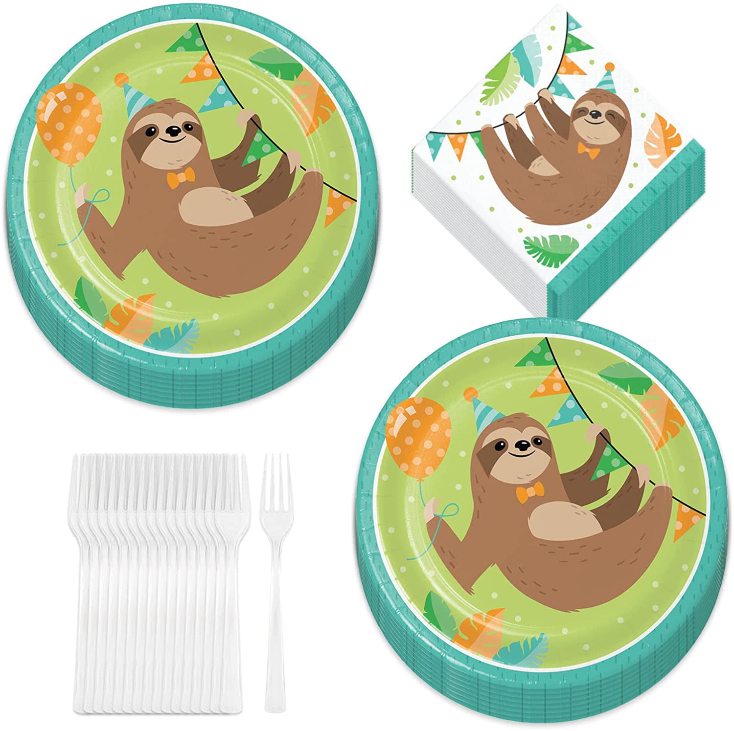 16 x Sloth Animal Napkins 33cm 2ply Childrens Birthday Party Tableware Supplies 