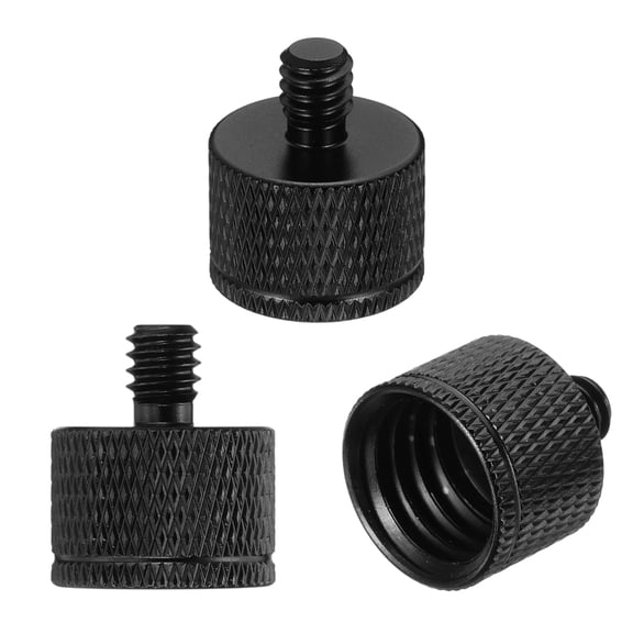 Uxcell Mic Stand Adapter 5/8 Female to 1/4 Male, Microphone Screw Adapter Thread, Black 3 Pcs