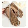 thumbnail image 5 of 1 Pair Winter Touchscreen Gloves Solid Color Soft Wear Resistant Fleece Lined Cold Weather Warm Gloves for Women-One Size,Brown,B, 5 of 8