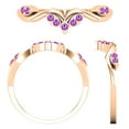 thumbnail image 3 of Dazzlingrock Collection Round Amethyst Leaf Design Curved Fashion Wedding Band for Women (Color Purple, Clarity Moderately Included) in 14K Rose Gold, Size 6, 3 of 5