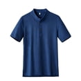 thumbnail image 4 of Lovzfmll Men's Summer Fashion Casual Stand Collar Solid Color Linen Short Sleeve Shirt, Soft Breathable Beach Top Navy, 2XL, 4 of 9