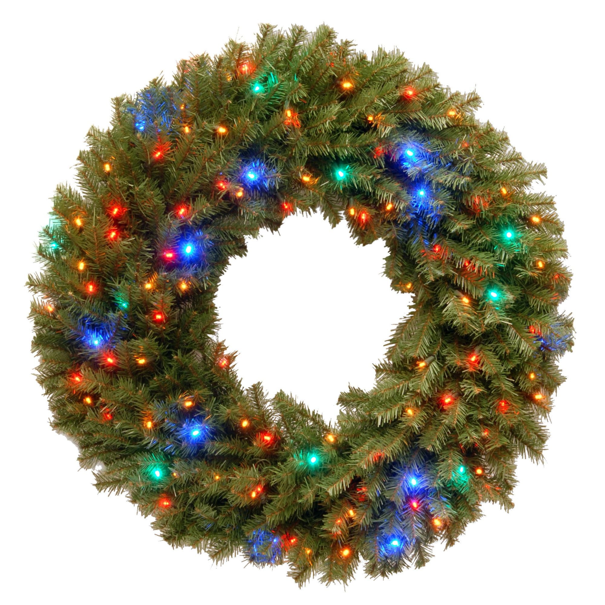 National Tree Company PVC Prelit Full Wreath, (Green)