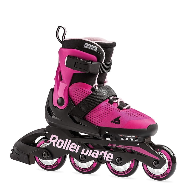 Rollerblade USA Microblade Girls Adjustable Fitness Inline Skate, Medium, Pink