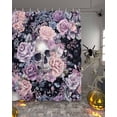 thumbnail image 2 of Shower Curtains for Bathroom-36"x72",Watercolor Skull Flower Leaves Waterproof Bath Curtain Grommet Shower Curtain Set with Hooks,Halloween Horror Bone Washable Bath Accessories, 2 of 6
