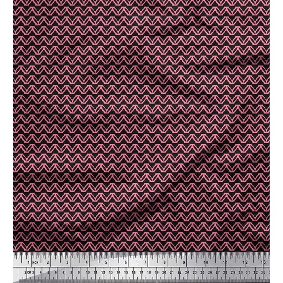 Soimoi Cotton Jersey Fabric Leaves & Stripe Print Fabric by The Yard 58 Inch Wide