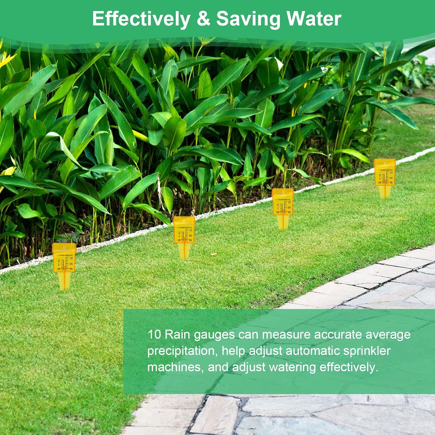 LSKJGA-10PCS Rain Gauges, 1.5" Sprinkler Rain Gauge for Lawn with Wide Mouth, Transparent Outdoor Water Measuring Tool for Accurate (10, Yellow)