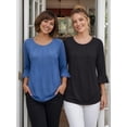 thumbnail image 5 of MOYIKO Pleated Blouses for Women 3/4 Length Bell Sleeve T Shirts Dressy Casual Round Neck Summer Tops, 5 of 7