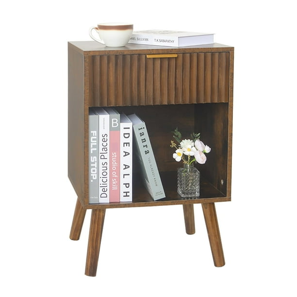 Mesita de noche Fultyle Mid Century Modern con cajón y almacenamiento