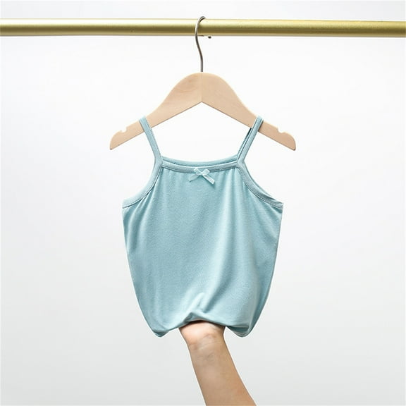 MKOSPLRT Summer Camis for Toddler Girl Spaghetti Strap Camisoles Crew Neck Bow Camis Solid Color Soft Tanks Casual Camisoles for Kid