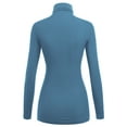 thumbnail image 3 of Made by Johnny Women's Long Sleeve Ribbed Turtleneck Pullover Sweater L DENIM, 3 of 4