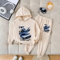 thumbnail image 2 of Gubotare Girls Fall Outfits Girls' Clothing Set Crop Top Hoodie Sweatpants Fall Winter Outfits Girl Trendy Clothes Activewear Size 5T 6T (Khaki,5-6 Years), 2 of 5