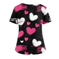 thumbnail image 4 of Garbnen Valentine Day Scrub Tops for Women Plus Size Heart Pattern V Neck Short Sleeve Stretch Uniforms Scrubs for Women with Pocket Medical Womens Tops Work Fall S-5XL, 4 of 4