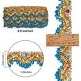 thumbnail image 5 of 9.3Yd 1.3 Inch Blue Beaded Paillette Sewing Lace Trim Gold Fringe Tassel Trim Metallic Fabric Ribbon Wavy Glitter Mesh, 5 of 9