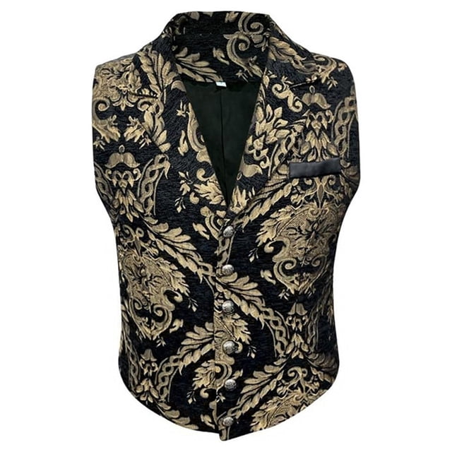 MYG Mens Waistcoat Formal Gothic Steampunk Decorative Pattern Victorian Cosplay Vest