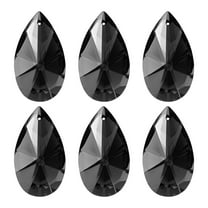 Uxcell K9 Crystal Pendants Teardrop Beads, 6 Pack 38mm Chandelier Prisms Parts Hanging Beads DIY Lamp for Arts Crafts Decor, Black