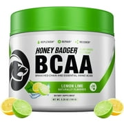 Honey Badger BCAA Amino Acids Powder | Vegan Keto Lemon Lime BCAAs + EAA for Men & Women | Electrolytes for Hydration & Post-Workout Recovery | Sugar Free & Paleo | 30 Servings…