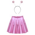 thumbnail image 2 of iiniim Kids Girls Halloween Cosplay Outfits Metallic Shiny High Waist Skirt with Hair Hoop Set Pink 10, 2 of 7