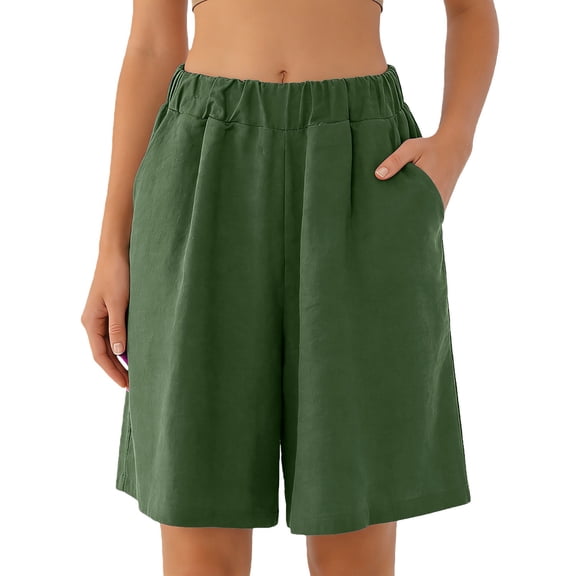 Women High Waist Wide Leg Loose Casual Shorts With Pockets Plus Size Beach Vacation Daily Loungewear Walking Outfits