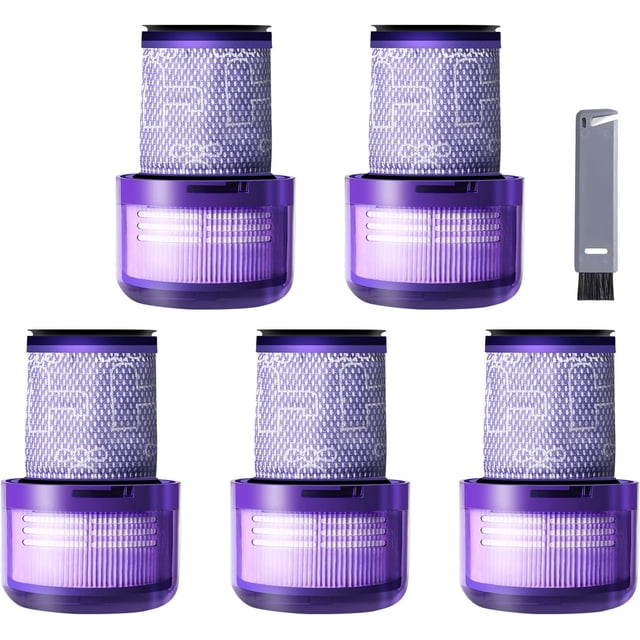 V11 Filter Replacement compatible Dyson V11 Torque Drive, V11 Animal V11 Complete V11 Extra V15 Detect Submarine Vacuums, Replace Part # 970013-02, 5 Pack Filters and 1 Clean Brush_Special Gift
