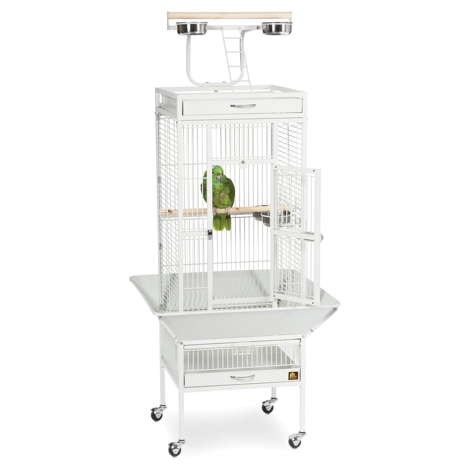 HomeStock Retro Renaissance Iron Select Bird Cage with Elegant Design, Durable Construction, Easy-Clean Tray-Color:Sage Green