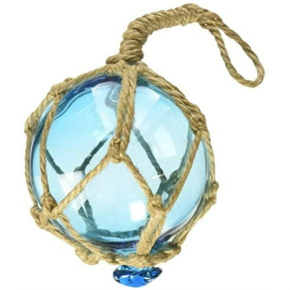 Light Blue Japanese Glass Ball Fishing Float Decoration Christmas Ornament 3"