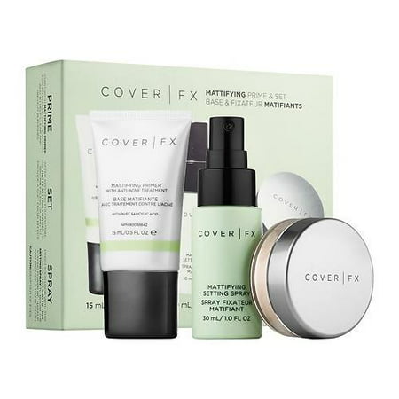 Cover FX Mattifying Prime & Set Kit Primer Setting Spray Setting Powder (Best Fx Makeup Kits)