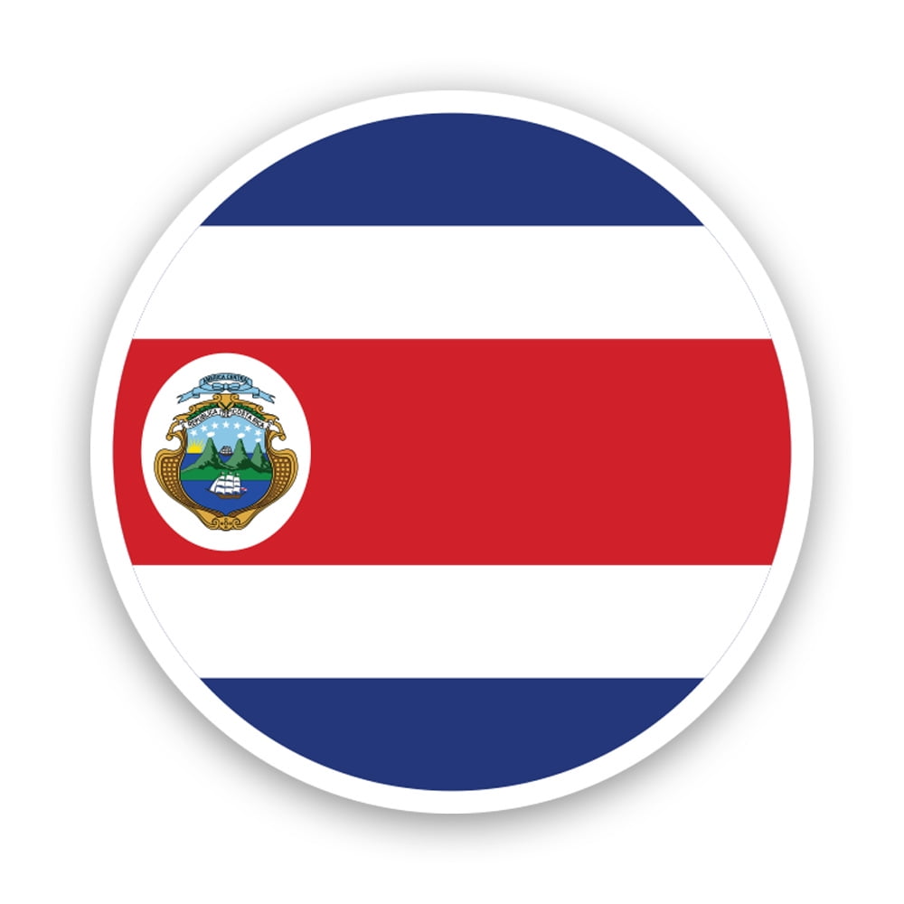 Round Costa Rican Flag Sticker Decal Self Adhesive Vinyl