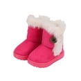 thumbnail image 5 of Daeful Kids Winter Boot Plush Collar Warm Ankle Booties Button Snow Boots Fuzzy Mid Calf Outdoor Shoes Girls With Lined Bootie Rose Red 13little kids, 5 of 5