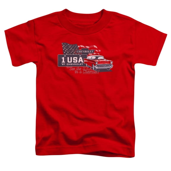 Trevco CHV127-TT-1 Chevrolet & See the USA Toddler Short Sleeve T-Shirt, Red - Small - 2 Toddler